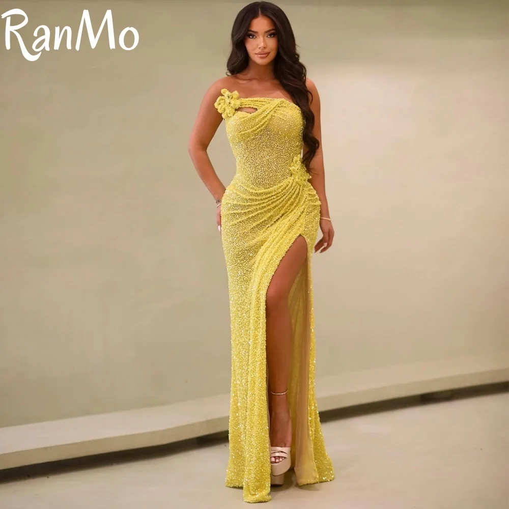 Ranmo Fashion Strapless Evening Dresses Pleat High Side Split Sweep Train Gowns Elegant Women Dress Vestidos For Special Event
Ranmo Fashion Strapless Evening Dresses Pleat High Side Split Sweep Train Gowns Elegant Women Dress Vestidos For Special Event