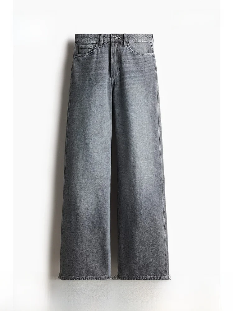 High Waist Wide Leg Jeans Women's Summer New Style H&M Cotton Natural Waist No Stretch Ladies Jeans Standard Fit 1222670
High Waist Wide Leg Jeans Women's Summer New Style H&M Cotton Natural Waist No Stretch Ladies Jeans Standard Fit 1222670
