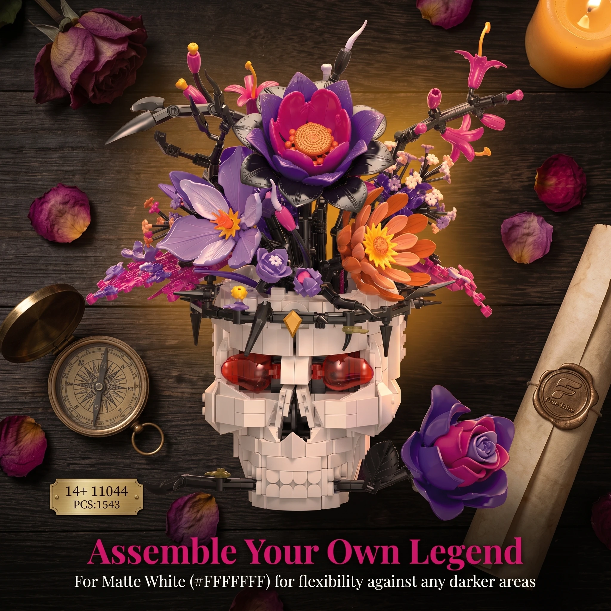 1543PCS Skeleton Skull Flower Pot Building Blocks Artificial Flower Model Bricks Gothic Desktop Decoraiton Toy Idea Holiday Gift
1543PCS Skeleton Skull Flower Pot Building Blocks Artificial Flower Model Bricks Gothic Desktop Decoraiton Toy Idea Holiday Gift