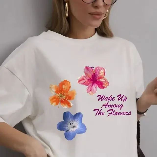 Colorful FlowersPrint American Cotton Short Sleeve Oversized T Shirt Women Summer Casual Europe Loose 3XL Graphic T Shirts 2025
Colorful FlowersPrint American Cotton Short Sleeve Oversized T Shirt Women Summer Casual Europe Loose 3XL Graphic T Shirts 2025
