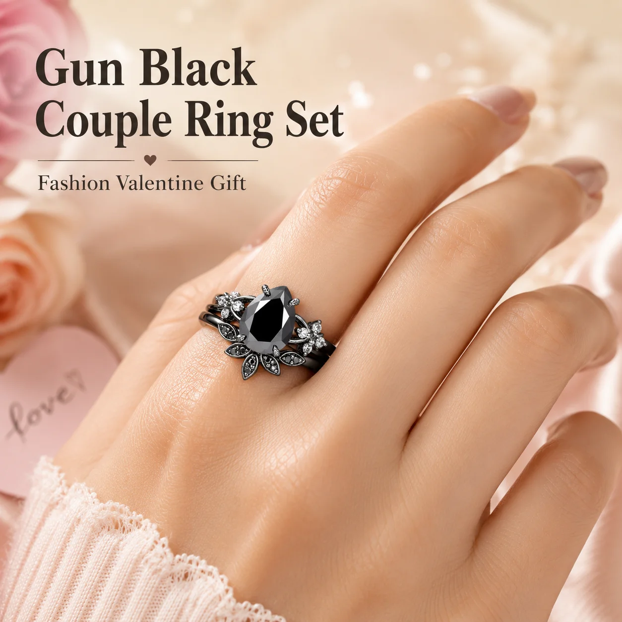 Fashion Gunmetal Black Couple Rings Set with Teardrop Cubic Zirconia, Luxury Shiny Aesthetic Wedding Bridal Bridesmaid Band, Sweet Mother's Day Gift
Fashion Gunmetal Black Couple Rings Set with Teardrop Cubic Zirconia, Luxury Shiny Aesthetic Wedding Bridal Bridesmaid Band, Sweet Mother's Day Gift