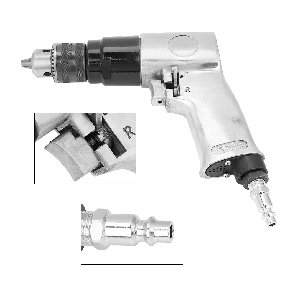 Pneumatic Drilling Tool 3/8" 1700rpm High speed Pneumatic Drill Reversible Rotation Air Drill Tool for Hole Drilling
Pneumatic Drilling Tool 3/8" 1700rpm High speed Pneumatic Drill Reversible Rotation Air Drill Tool for Hole Drilling