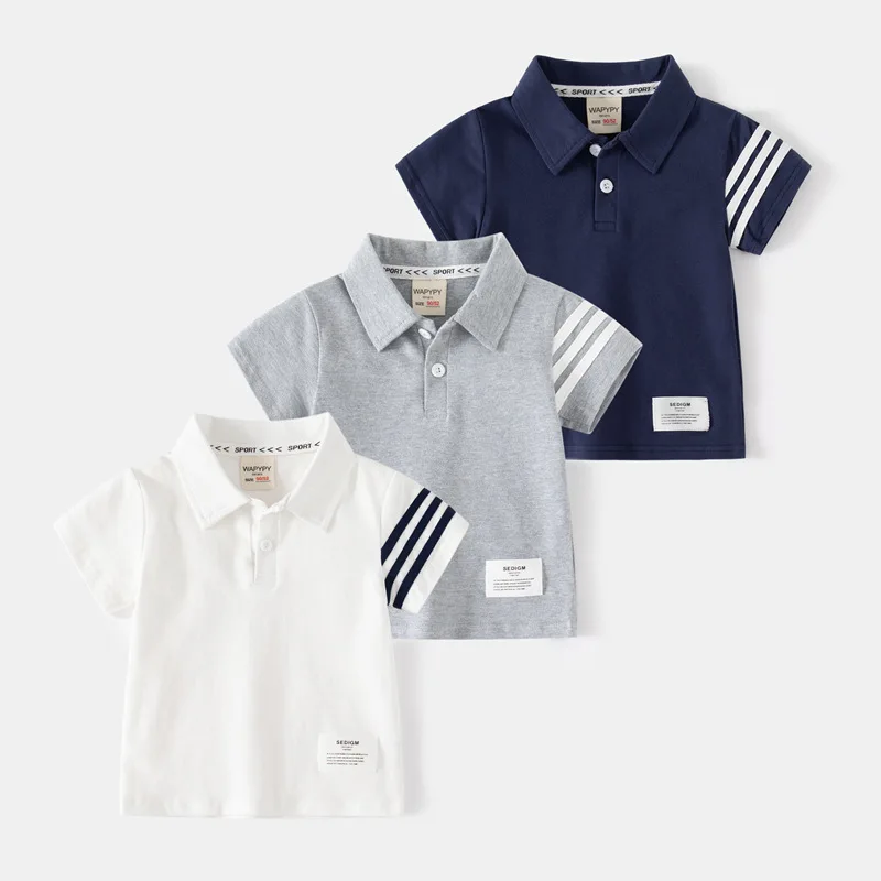 2025 Summer Boys Shortsleeve Polo Shirt Baby Stripe Fashion Short-sleeved T-shirt Children Solid Color Top
2025 Summer Boys Shortsleeve Polo Shirt Baby Stripe Fashion Short-sleeved T-shirt Children Solid Color Top
