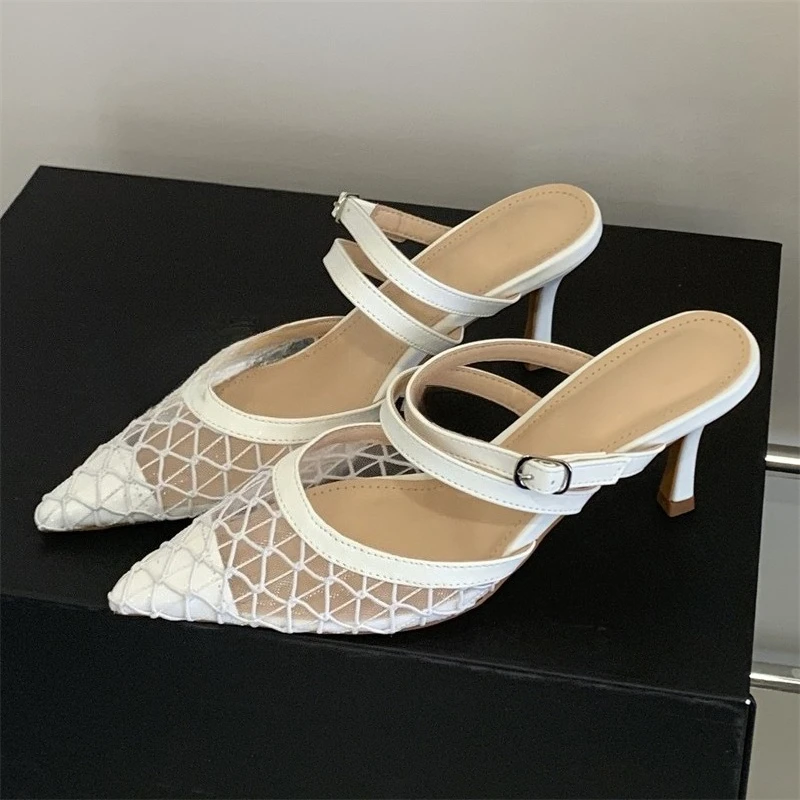 Сексуальные женские туфли-слингбэки Aneikeh с пряжкой и сеткой, на тонком высоком каблуке, с острым носком, для вечеринок и выпускных, сандалии для женщин
Сексуальные женские туфли-слингбэки Aneikeh с пряжкой и сеткой, на тонком высоком каблуке, с острым носком, для вечеринок и выпускных, сандалии для женщин