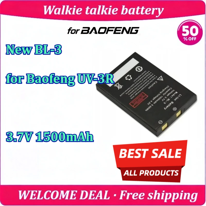 New BL-3 for Baofeng UV-3R Walkie Talkie Battery 3.7V 1500mAh Replacement High Capacity Long Endurance Lithium Battery
New BL-3 for Baofeng UV-3R Walkie Talkie Battery 3.7V 1500mAh Replacement High Capacity Long Endurance Lithium Battery