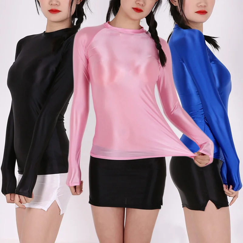 Sports Tight Top Comfortable Breathable Women Thin T-shirt Glossy Oil Shiny Slim Fit Transparent
Sports Tight Top Comfortable Breathable Women Thin T-shirt Glossy Oil Shiny Slim Fit Transparent