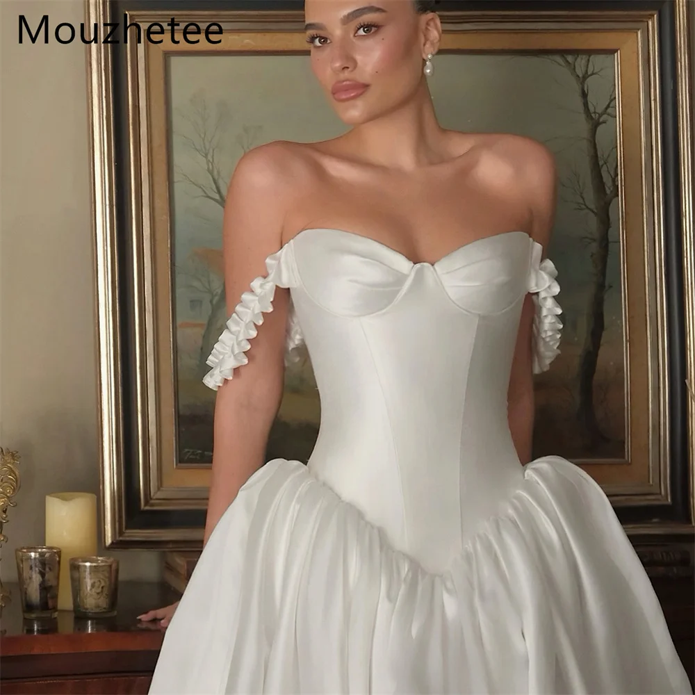 Mouzhetee A-Line Satin Elegant Pleat Wedding Dresses Simple Off The Shoulder Princess Brides Gown Custom Made 2025
Mouzhetee A-Line Satin Elegant Pleat Wedding Dresses Simple Off The Shoulder Princess Brides Gown Custom Made 2025