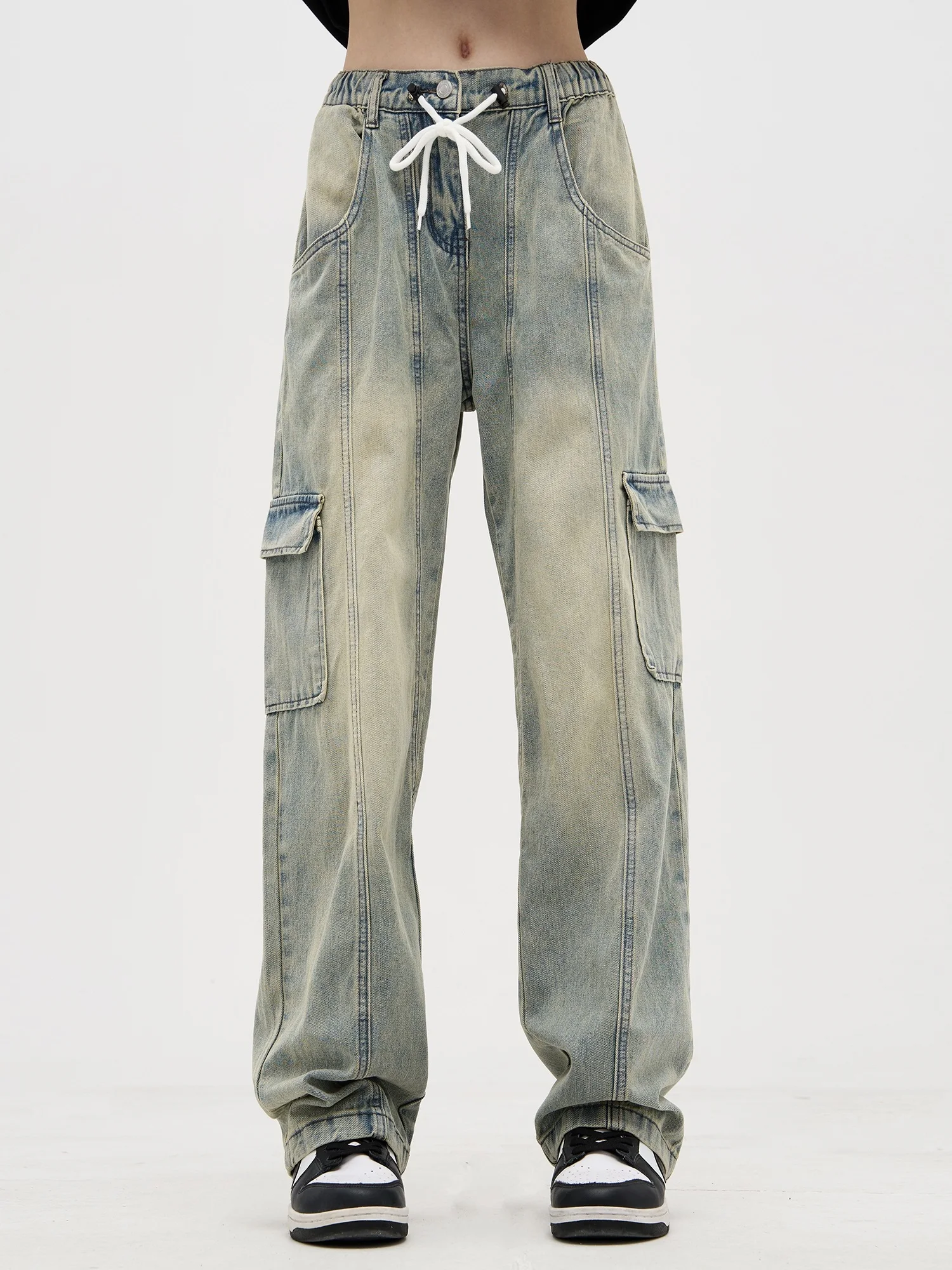 American Retro Mud Dye Dstring Workwear Jeans Loose Casual Straight Leg Pants for Men And Women Youthful Spring Autumn
American Retro Mud Dye Dstring Workwear Jeans Loose Casual Straight Leg Pants for Men And Women Youthful Spring Autumn