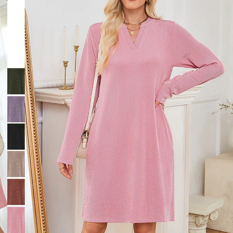 Solid Color Casual Loose Short Dresses for Women Fashion Autumn Female A-Line Midi Dress Elegant Vintage Office Commuter Dresses
Solid Color Casual Loose Short Dresses for Women Fashion Autumn Female A-Line Midi Dress Elegant Vintage Office Commuter Dresses