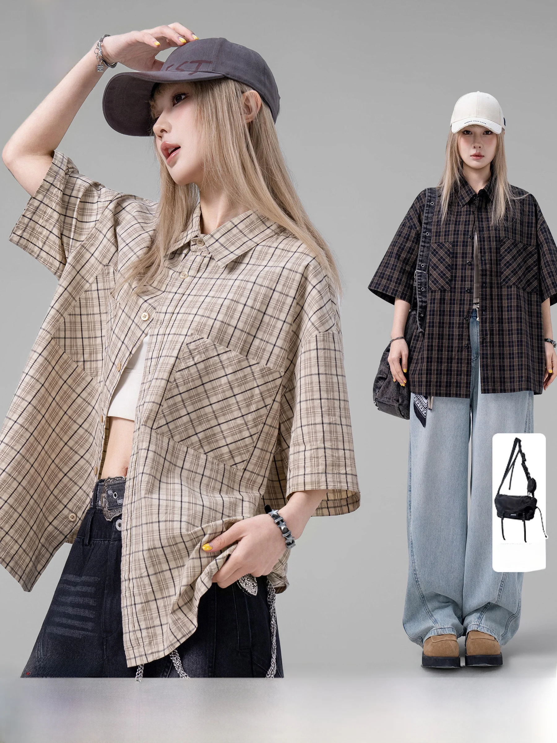 American Retro Collar Plaid Short Sleeve Shirt Loose Casual Outerwear for Men And Women Summer New Style Trendy Cotton S...
American Retro Collar Plaid Short Sleeve Shirt Loose Casual Outerwear for Men And Women Summer New Style Trendy Cotton S...
