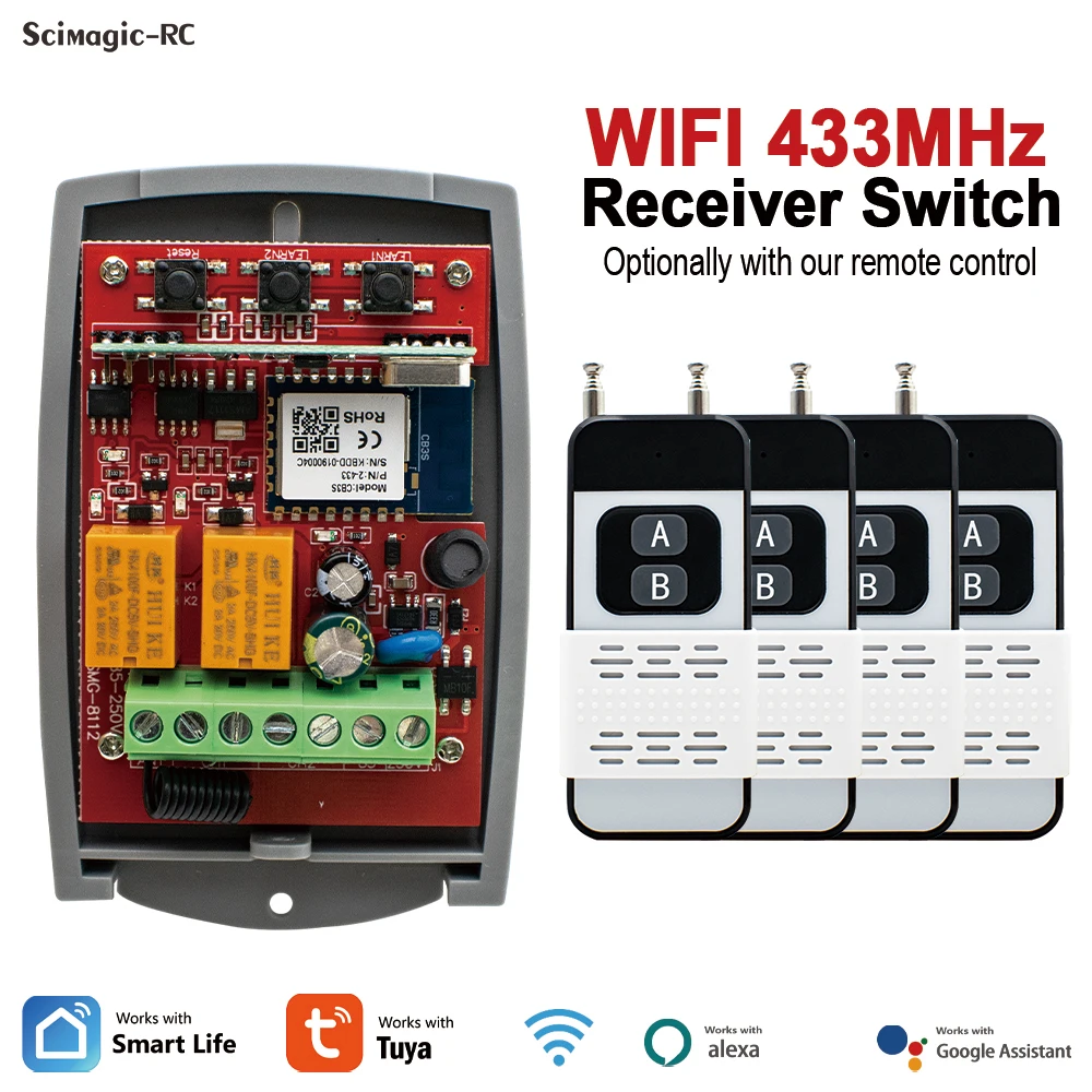 Universal Wifi Receiver Tuya Smart Switch AC 220V DC 7-32V 12V 2CH Relay Controller & 433.92MHz Transmitter For Garage Door Gate
Universal Wifi Receiver Tuya Smart Switch AC 220V DC 7-32V 12V 2CH Relay Controller & 433.92MHz Transmitter For Garage Door Gate