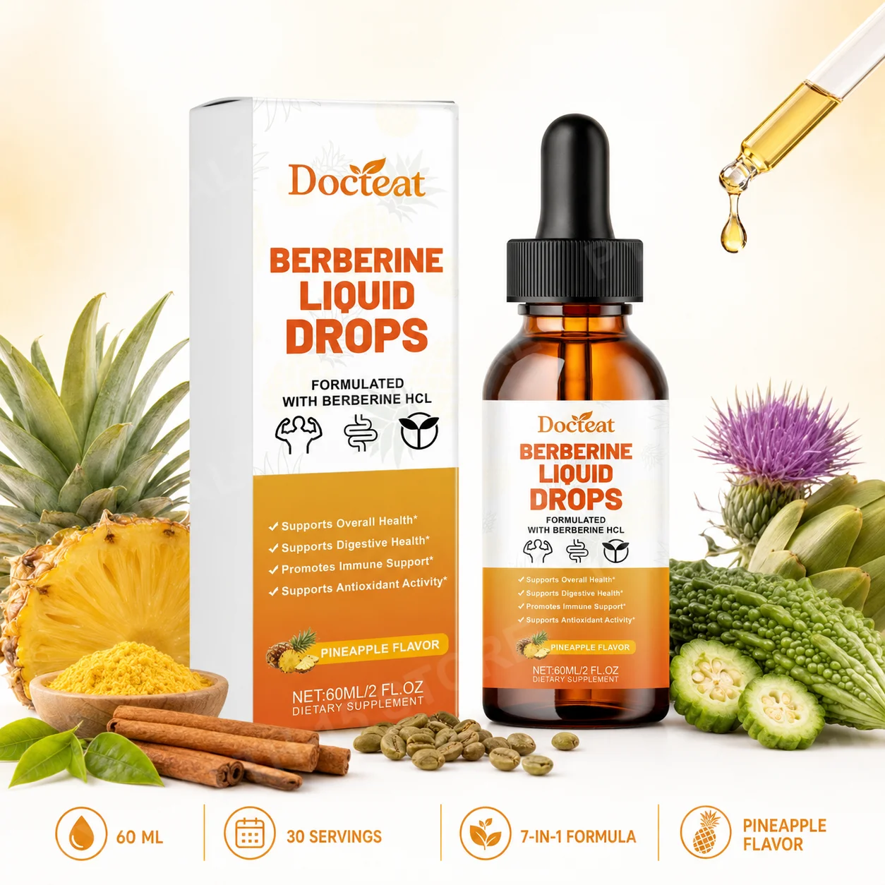 Docteat Berberine HCl Liquid Drops Supports Digestive Health and Immune Support with Ceylon Cinnamon Green Coffee Bean 60 Ml
Docteat Berberine HCl Liquid Drops Supports Digestive Health and Immune Support with Ceylon Cinnamon Green Coffee Bean 60 Ml