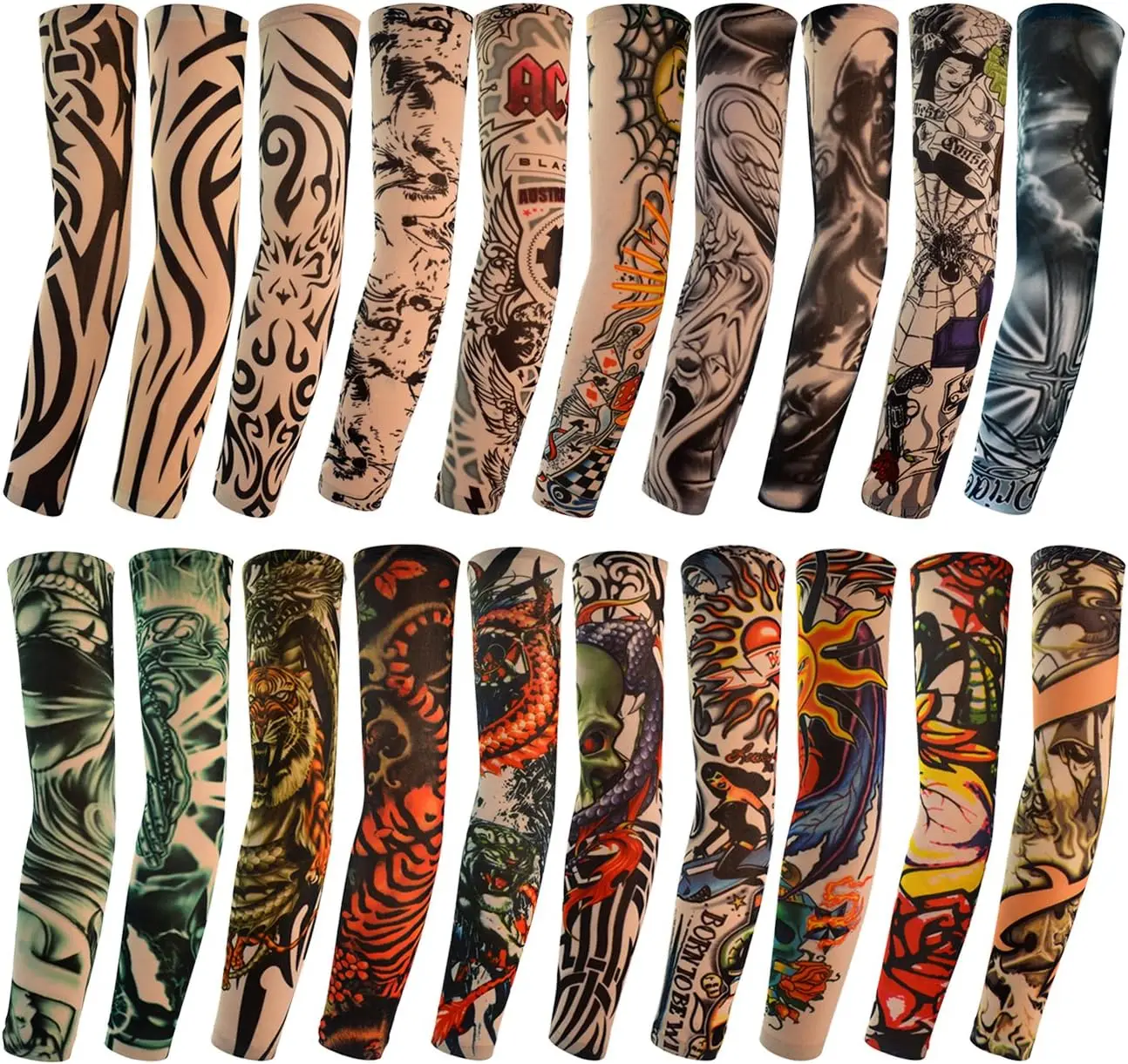 20pcs Temporary Tattoo Arm Sleeves - Tribal, Tiger, Dragon, Skull Designs Unisex Stretchable
20pcs Temporary Tattoo Arm Sleeves - Tribal, Tiger, Dragon, Skull Designs Unisex Stretchable