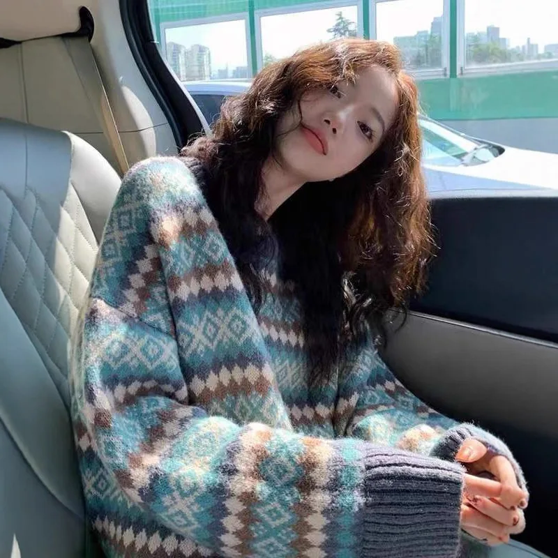 Retro Japanese Knitted Loose Sweater Women's Autumn Winter Outerwear Lazy Style round Neck Pullover Polyester Fiber 2025 New
Retro Japanese Knitted Loose Sweater Women's Autumn Winter Outerwear Lazy Style round Neck Pullover Polyester Fiber 2025 New