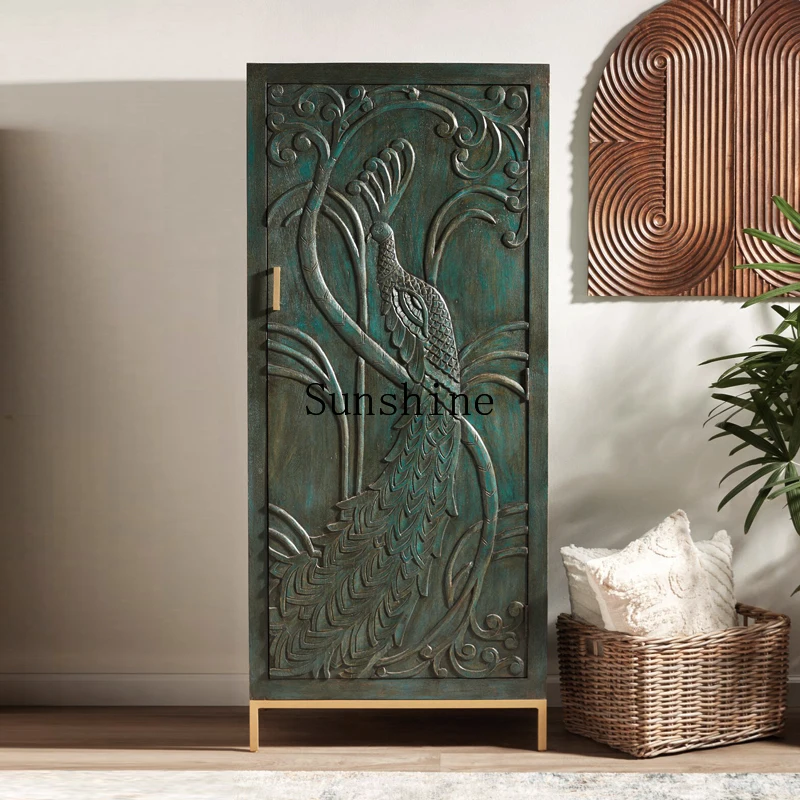 French retro small wardrobe peacock carved single-door wardrobe storage cabinet
French retro small wardrobe peacock carved single-door wardrobe storage cabinet