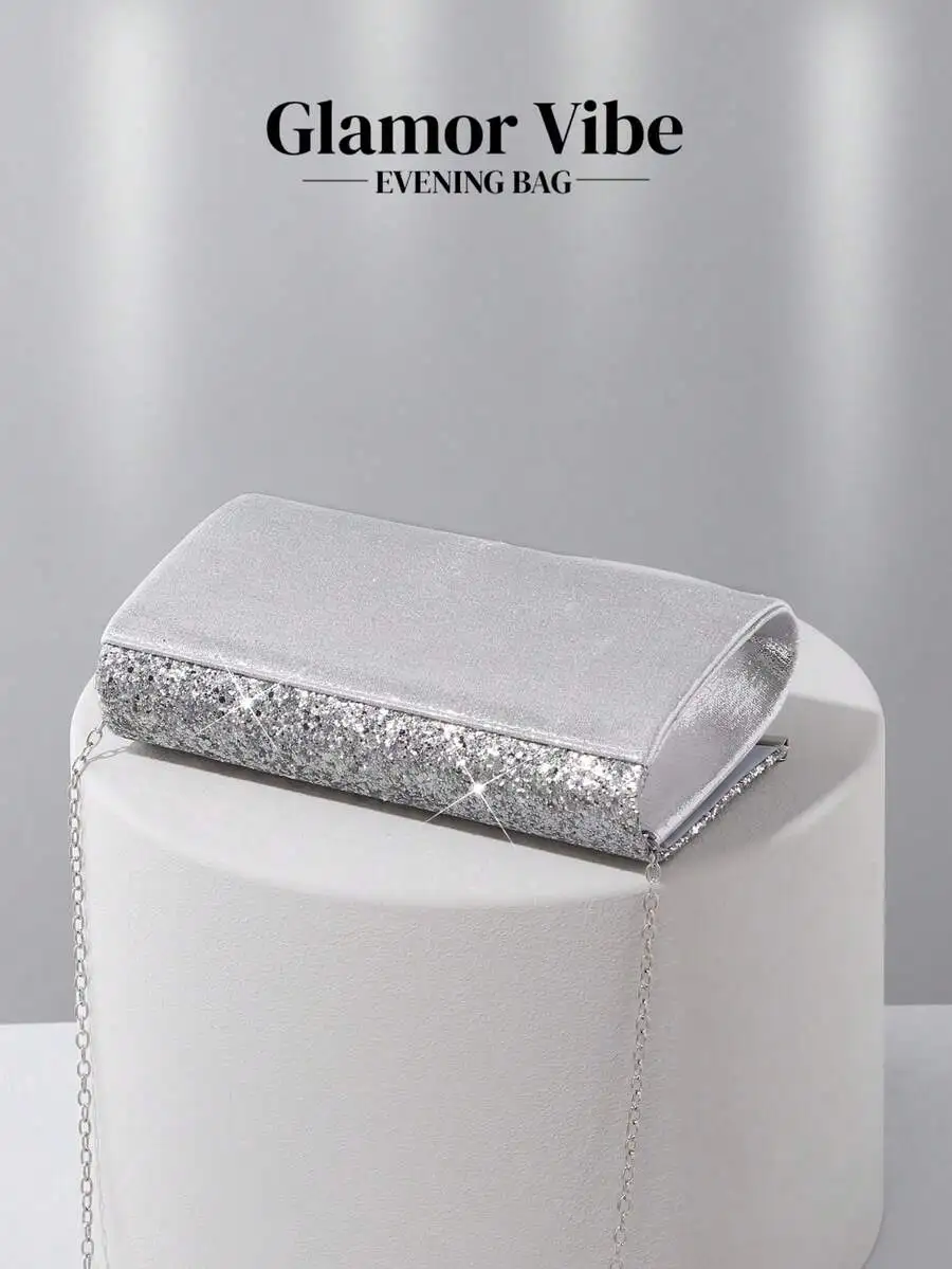 Silver Glitter Clutch Evening Bag For Women Party Wedding Prom
Silver Glitter Clutch Evening Bag For Women Party Wedding Prom