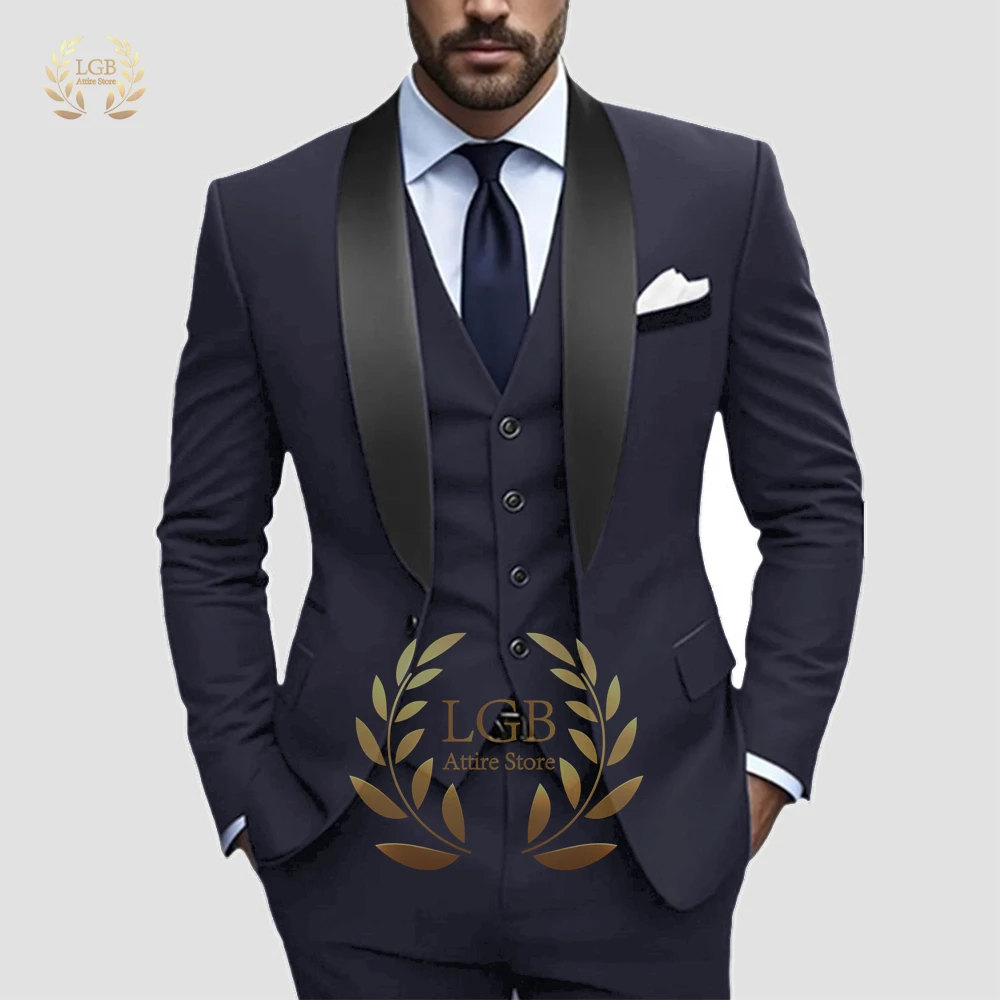 Men's 3-Piece Premium Shawl Lapel Tuxedo Suit, Black Trim Blazer, Vest & Trousers for All Dressy & Wedding Occasions
Men's 3-Piece Premium Shawl Lapel Tuxedo Suit, Black Trim Blazer, Vest & Trousers for All Dressy & Wedding Occasions