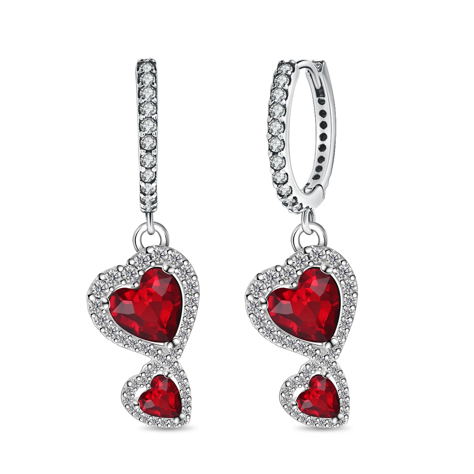 925 Sterling Silver Hoop Earrings for Women Eternal Love Red Zircon Double Hearts Earrings Jewelry Anniversary Birthday Gift
925 Sterling Silver Hoop Earrings for Women Eternal Love Red Zircon Double Hearts Earrings Jewelry Anniversary Birthday Gift