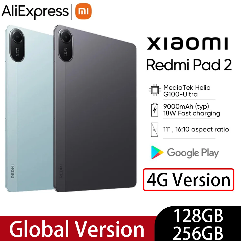 Global version Xiaomi Redmi Pad 2 4G Advanced Helio G100-Ultra 11" 2.5K crystal-clear display 9000mAh battery 18W fast charging
Global version Xiaomi Redmi Pad 2 4G Advanced Helio G100-Ultra 11" 2.5K crystal-clear display 9000mAh battery 18W fast charging