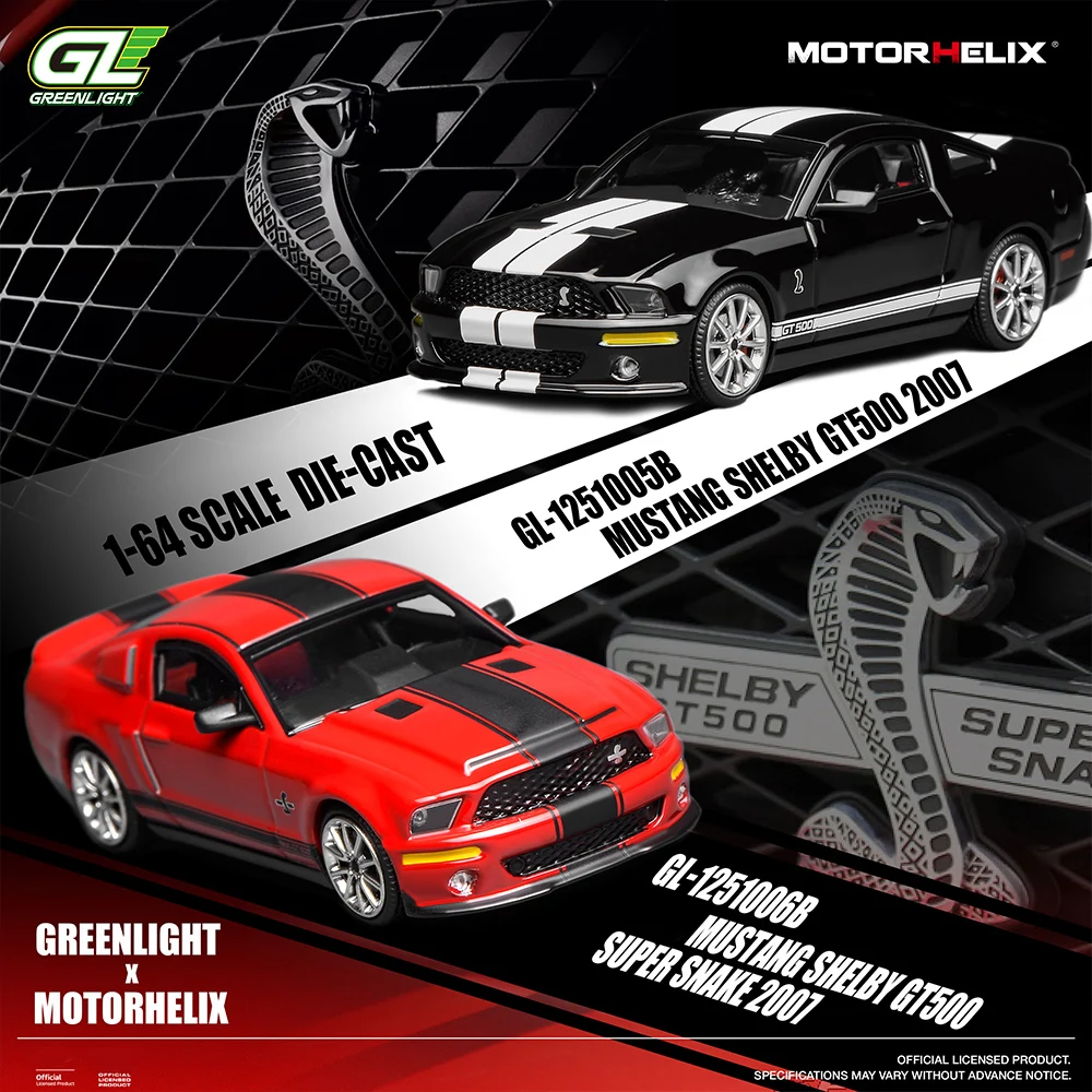 Motorhelix 1/64 Mustang Shelby GT500 Super Snake 2007 Double-door Sports Car Alloy Model Sports Car Vehicle Diecast Car Col
Motorhelix 1/64 Mustang Shelby GT500 Super Snake 2007 Double-door Sports Car Alloy Model Sports Car Vehicle Diecast Car Col