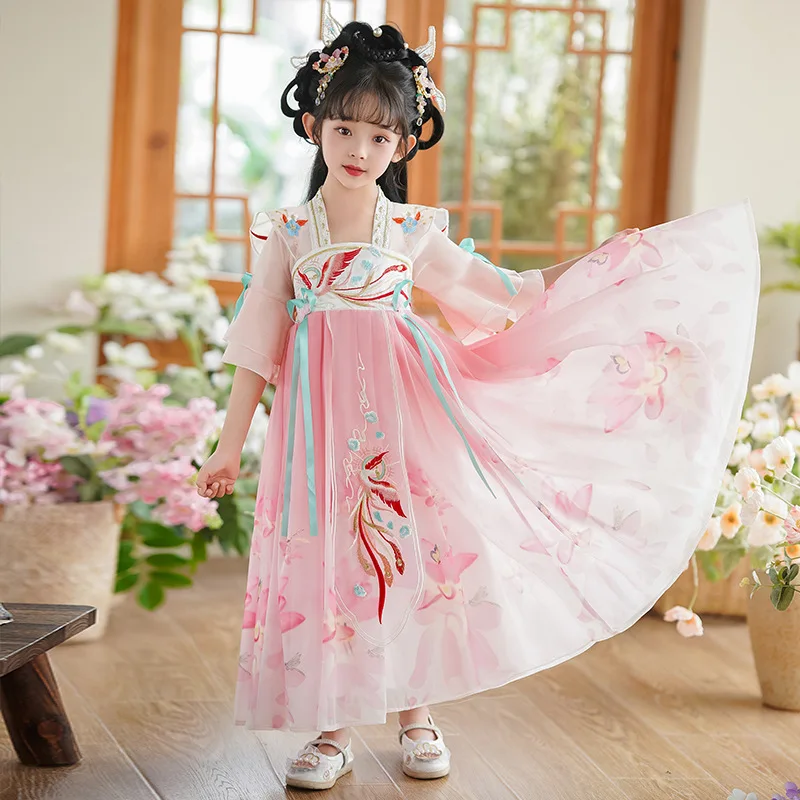 2024New Summer Children's Tang Suit Hanfu Dress Chinese Style Girls' Chiffon Dress for Older Children
2024New Summer Children's Tang Suit Hanfu Dress Chinese Style Girls' Chiffon Dress for Older Children