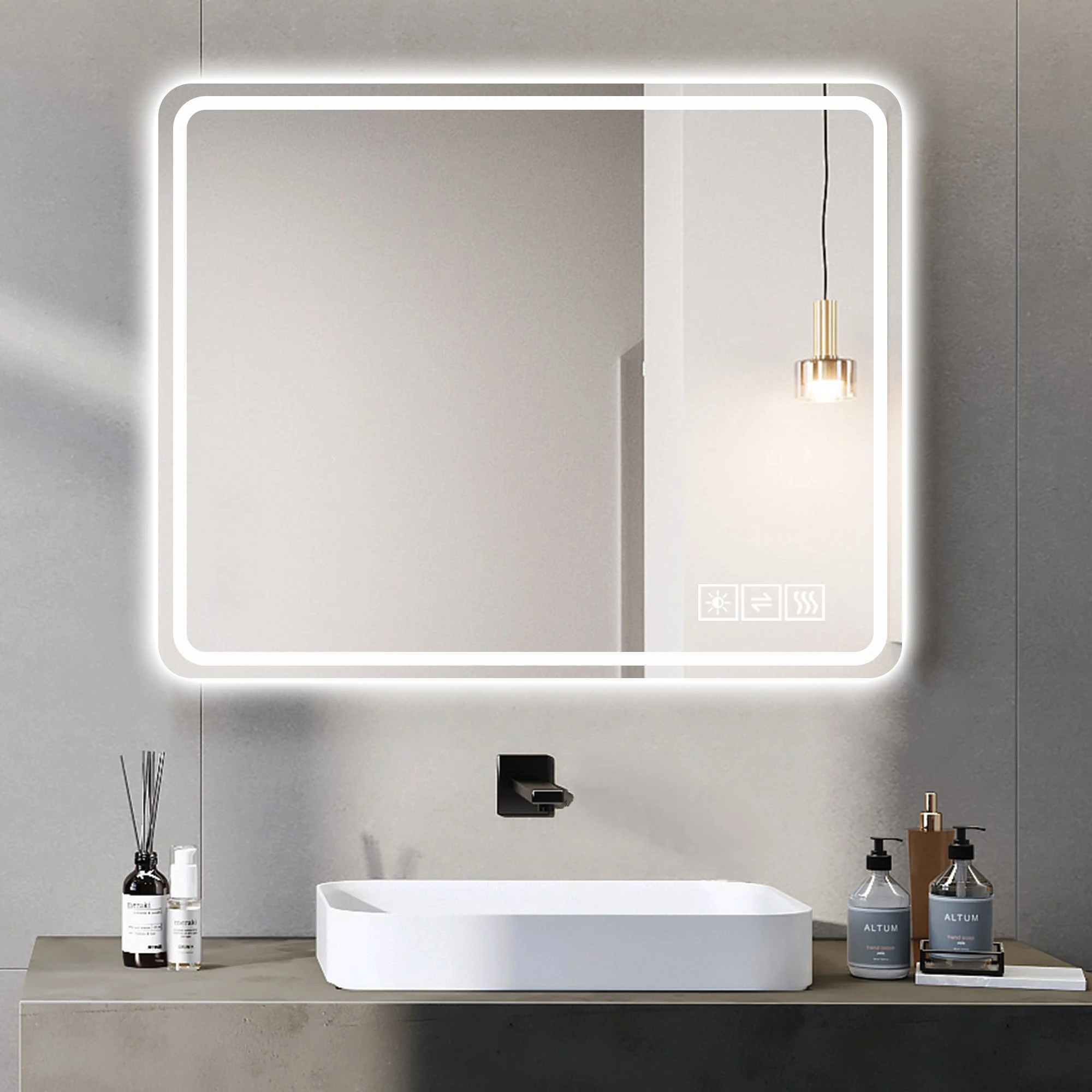 40*24 Inch LED Bathroom Mirror Vanity Mirrors with Front Lights Wall Mounted Anti-Fog with Light 5 Mm Copper-Free Silver Mirror
40*24 Inch LED Bathroom Mirror Vanity Mirrors with Front Lights Wall Mounted Anti-Fog with Light 5 Mm Copper-Free Silver Mirror