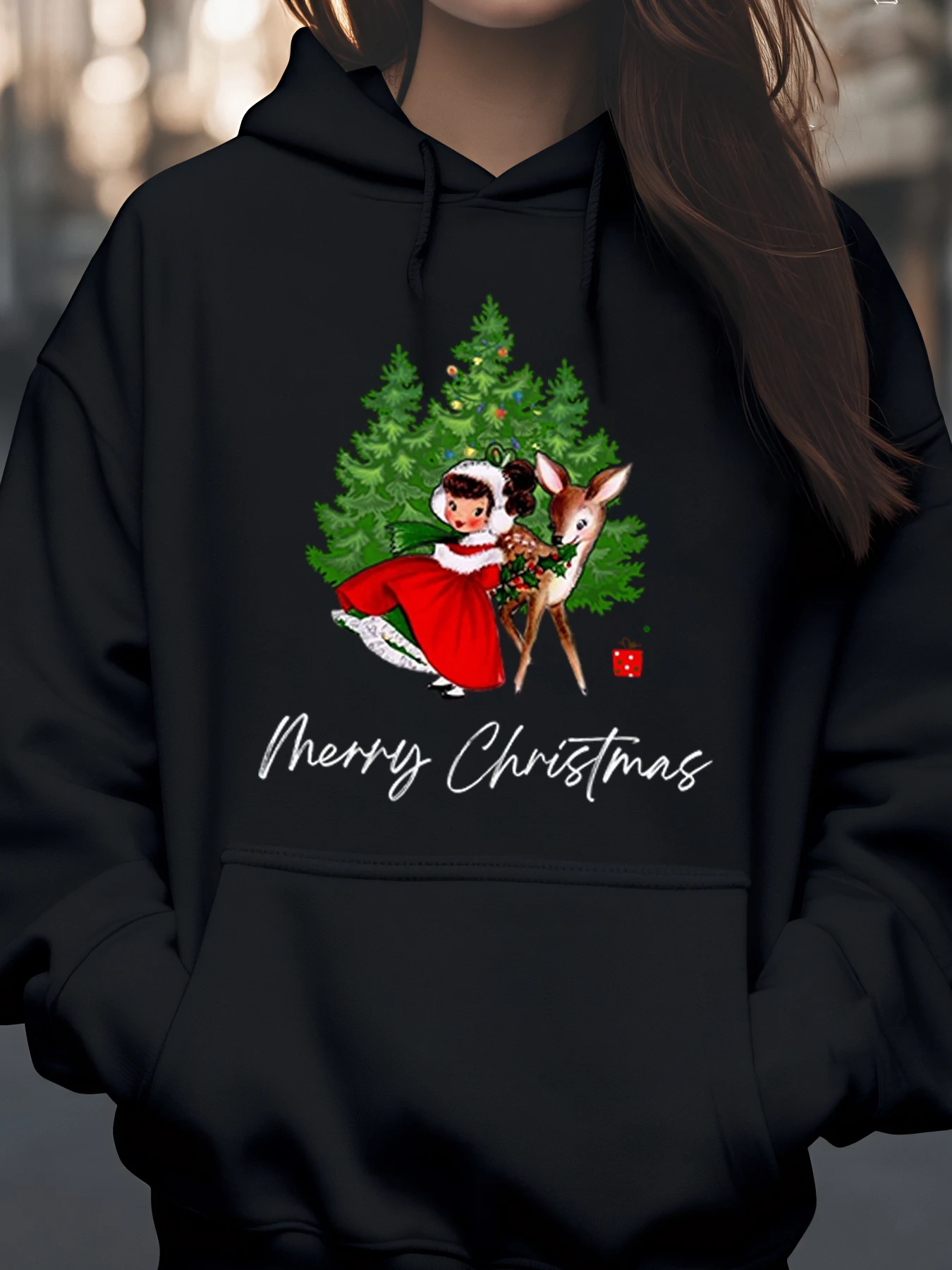 Рождественская елка для девочек с принтом оленя, толстовка с капюшоном с Рождеством, праздничная повседневная одежда для женщин
Рождественская елка для девочек с принтом оленя, толстовка с капюшоном с Рождеством, праздничная повседневная одежда для женщин