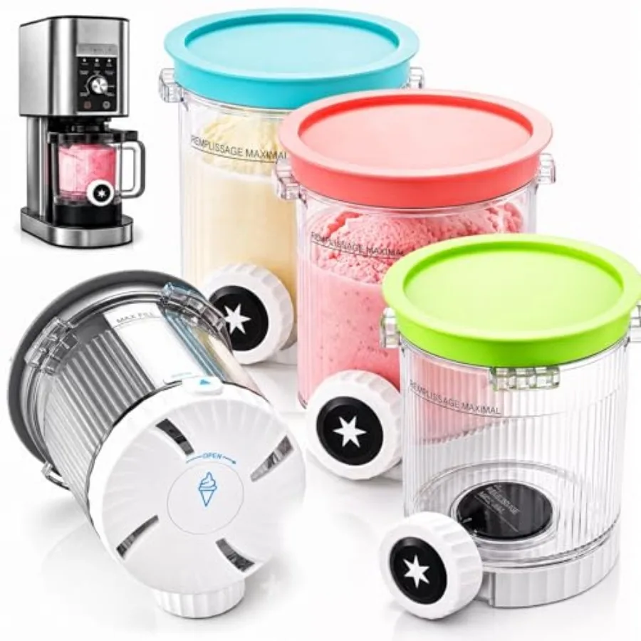4-Pack Swirl Pints and Lids for Ninja CREAMi — Compatible with NC700/NC701, Replacement Creami Containers for Ice Cream and Sof
4-Pack Swirl Pints and Lids for Ninja CREAMi — Compatible with NC700/NC701, Replacement Creami Containers for Ice Cream and Sof