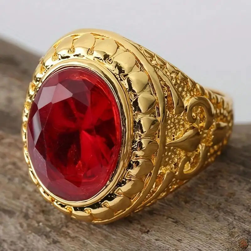 New Synthetic Ruby Rings Yellow Golden Synthetic Ruby Luxury Jewelry Vintage Signet Ring for Men Engagement Anniversary Ring
New Synthetic Ruby Rings Yellow Golden Synthetic Ruby Luxury Jewelry Vintage Signet Ring for Men Engagement Anniversary Ring
