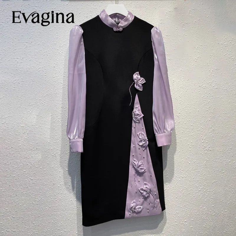 Evagina High Street New Fashion Designer Dress Women's Stand Collar Long Sleeve Beaded Three-Dimensional Decoration Slim Dress
Evagina High Street New Fashion Designer Dress Women's Stand Collar Long Sleeve Beaded Three-Dimensional Decoration Slim Dress