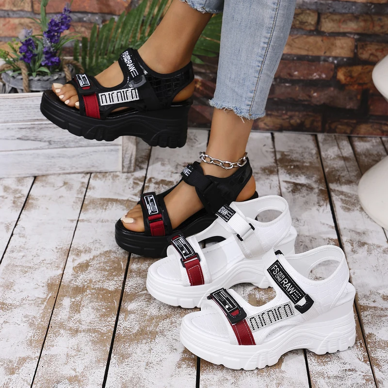 Casual Sporty Women's Sandals Summer Thick Heel Roman Beach Shoes Soft Bottom with Water Diamond Magic Tape Ladies Slippers
Casual Sporty Women's Sandals Summer Thick Heel Roman Beach Shoes Soft Bottom with Water Diamond Magic Tape Ladies Slippers