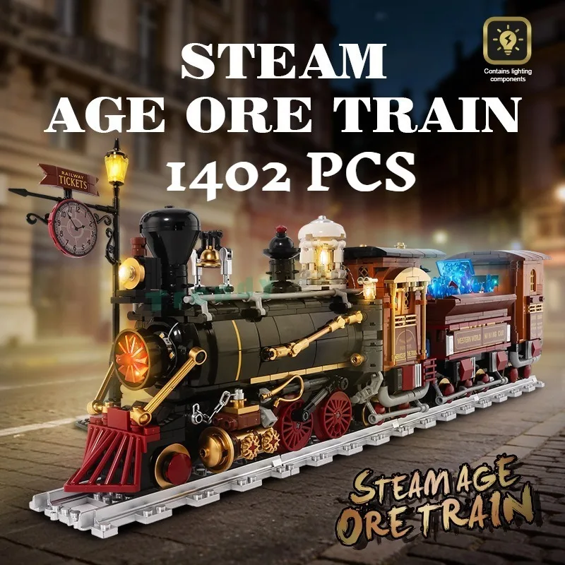 1402PCS Punk Mechanical Steam Age Ore Train Building Blocks,Creative Locomotive with Lights Decor DIY Bricks Toy Kid Adults Gift
1402PCS Punk Mechanical Steam Age Ore Train Building Blocks,Creative Locomotive with Lights Decor DIY Bricks Toy Kid Adults Gift