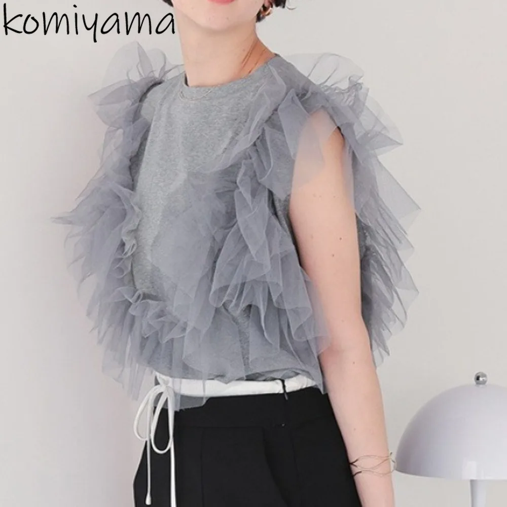 Mesh Spliced Ropa De Mujer O-neck Sleeveless 2025 Woman Clothing Summer Clothes Japan Sweet T Shirt Simple Casual Roupas
Mesh Spliced Ropa De Mujer O-neck Sleeveless 2025 Woman Clothing Summer Clothes Japan Sweet T Shirt Simple Casual Roupas