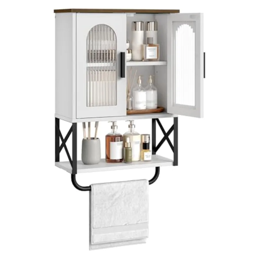 Bathroom Wall Cabinet, Medicine Cabinet with Adjustable Shelf and Towel Bar, Storage Cabinet Wall Mount with 2 Glass Doors, for
Bathroom Wall Cabinet, Medicine Cabinet with Adjustable Shelf and Towel Bar, Storage Cabinet Wall Mount with 2 Glass Doors, for