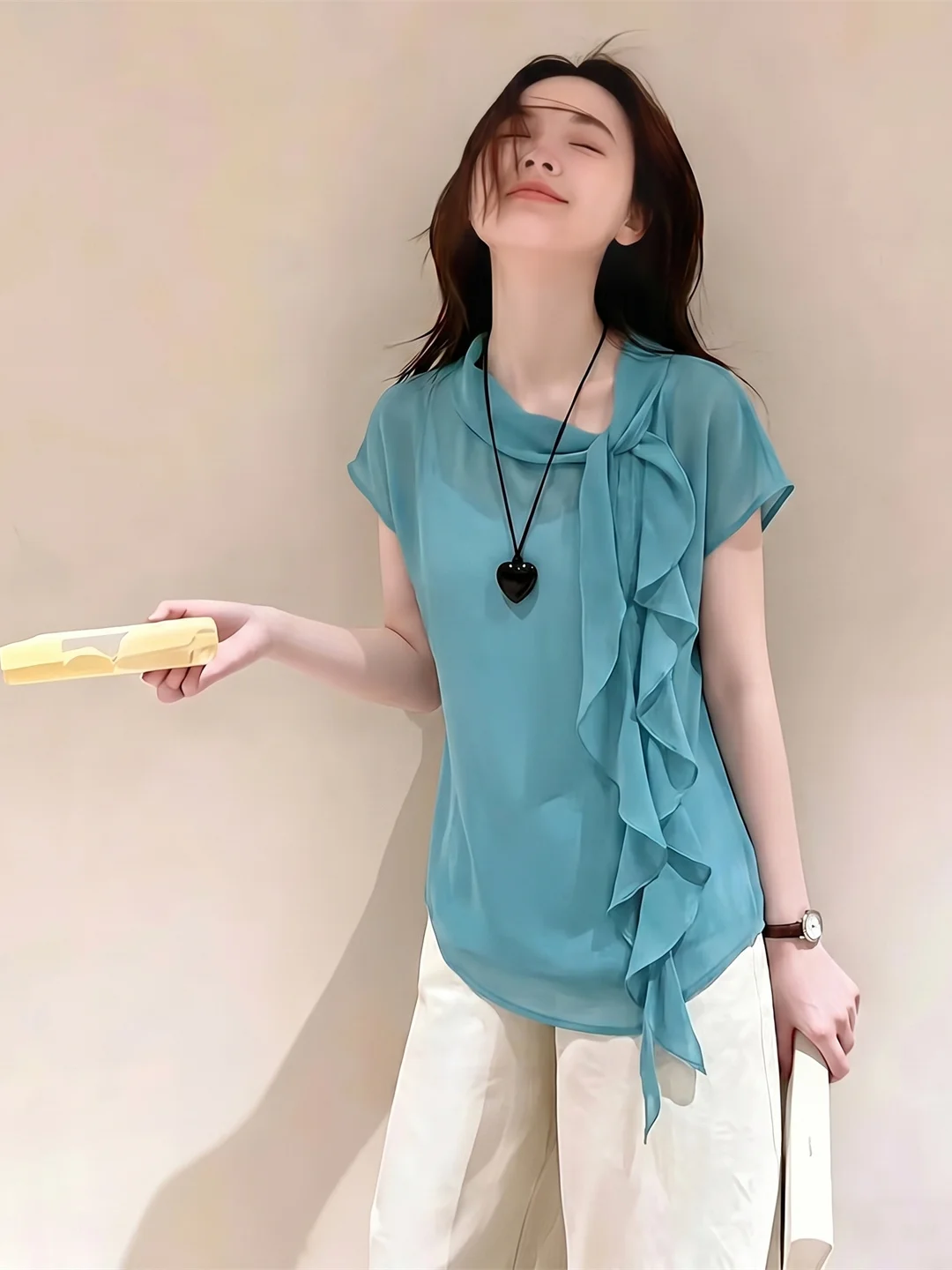 Slimming Effect Short Sleeve Women's Shirt Spring Summer Gentle Breeze Unique Lace Hem Irregular Versatile Stylish Blouse
Slimming Effect Short Sleeve Women's Shirt Spring Summer Gentle Breeze Unique Lace Hem Irregular Versatile Stylish Blouse