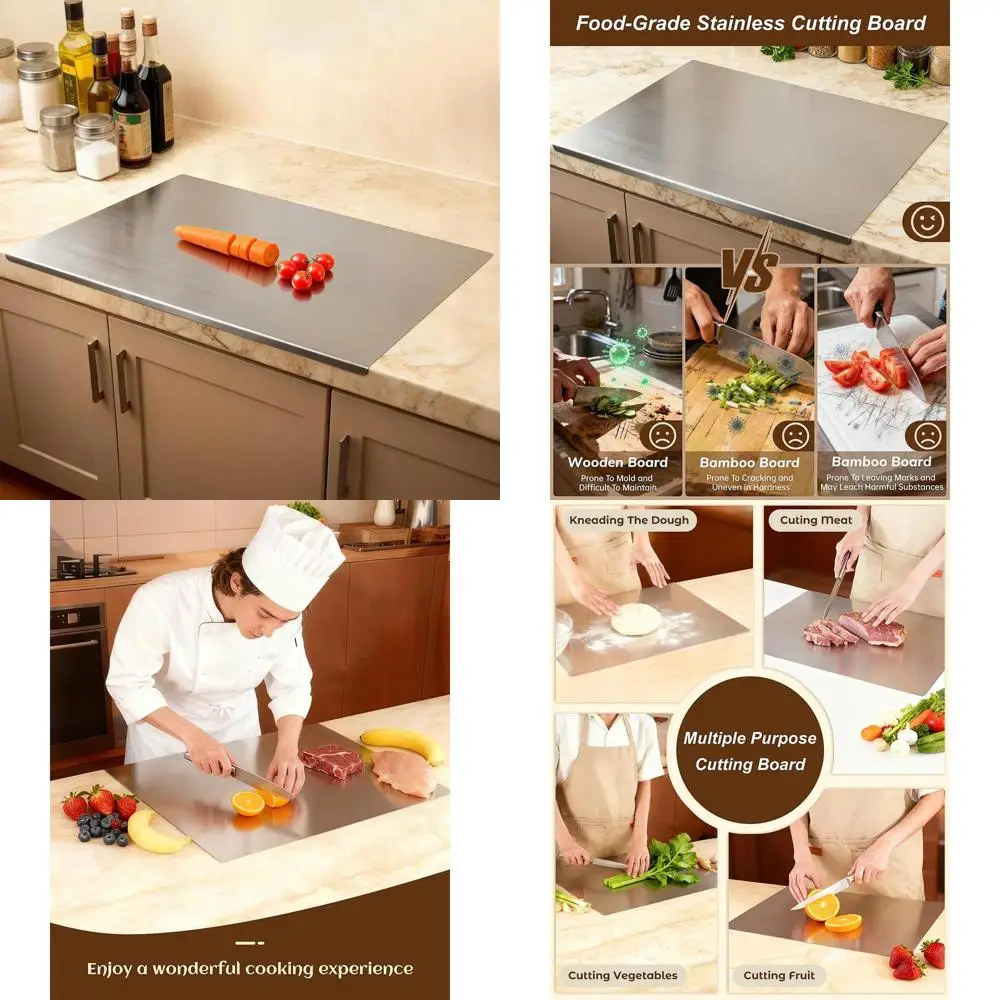 Большая L-образная разделочная доска из нержавеющей стали — двухсторонняя кухонная разделочная доска для выпечки и хлеба
Большая L-образная разделочная доска из нержавеющей стали — двухсторонняя кухонная разделочная доска для выпечки и хлеба