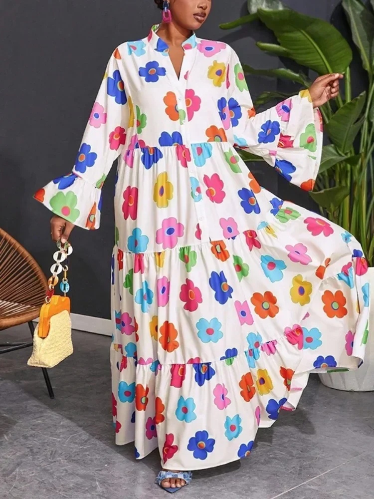 Krismile New Flower Printed Sweet Dress 2024 Autumn Party Dresses Flared Sleeves Loose Stand Collar Maxi Shirt Dresses
Krismile New Flower Printed Sweet Dress 2024 Autumn Party Dresses Flared Sleeves Loose Stand Collar Maxi Shirt Dresses