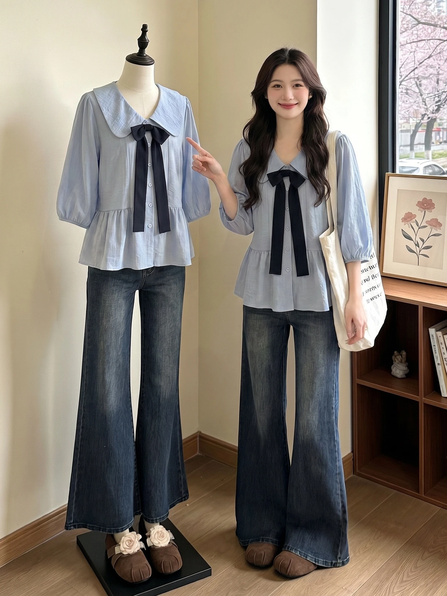 Light Blue Bowknot Doll Collar Short Sleeve Shirt Women's Summer New plus Size Anti-Aging Top Korean Style Loose Fit Commute
Light Blue Bowknot Doll Collar Short Sleeve Shirt Women's Summer New plus Size Anti-Aging Top Korean Style Loose Fit Commute