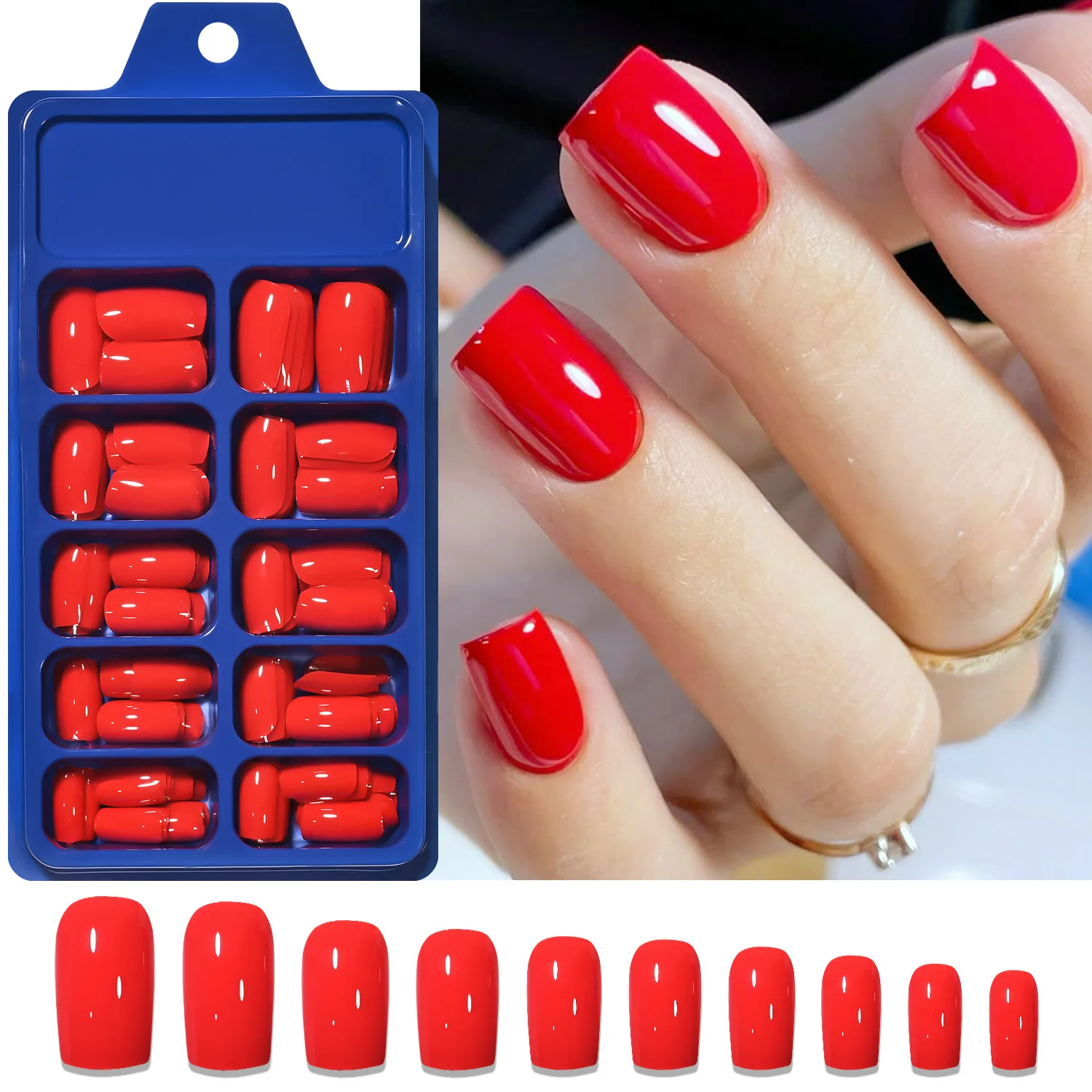 120Pcs Medium Square Red False Nail Tips 10-Sizes Glossy Blood Red Acrylic Press on Nails Full Cover Wearable Fake Nail Patches#
120Pcs Medium Square Red False Nail Tips 10-Sizes Glossy Blood Red Acrylic Press on Nails Full Cover Wearable Fake Nail Patches#