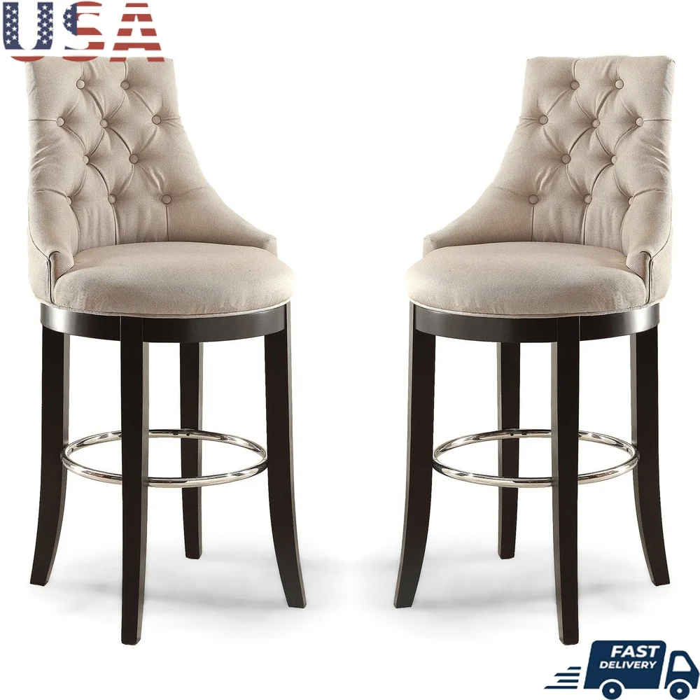 Modern Fabric Upholstered Bar Stool with Metal Footrest Tufted Back Solid Wood Frame Kitchen Dining Room Counter Countertop
Modern Fabric Upholstered Bar Stool with Metal Footrest Tufted Back Solid Wood Frame Kitchen Dining Room Counter Countertop