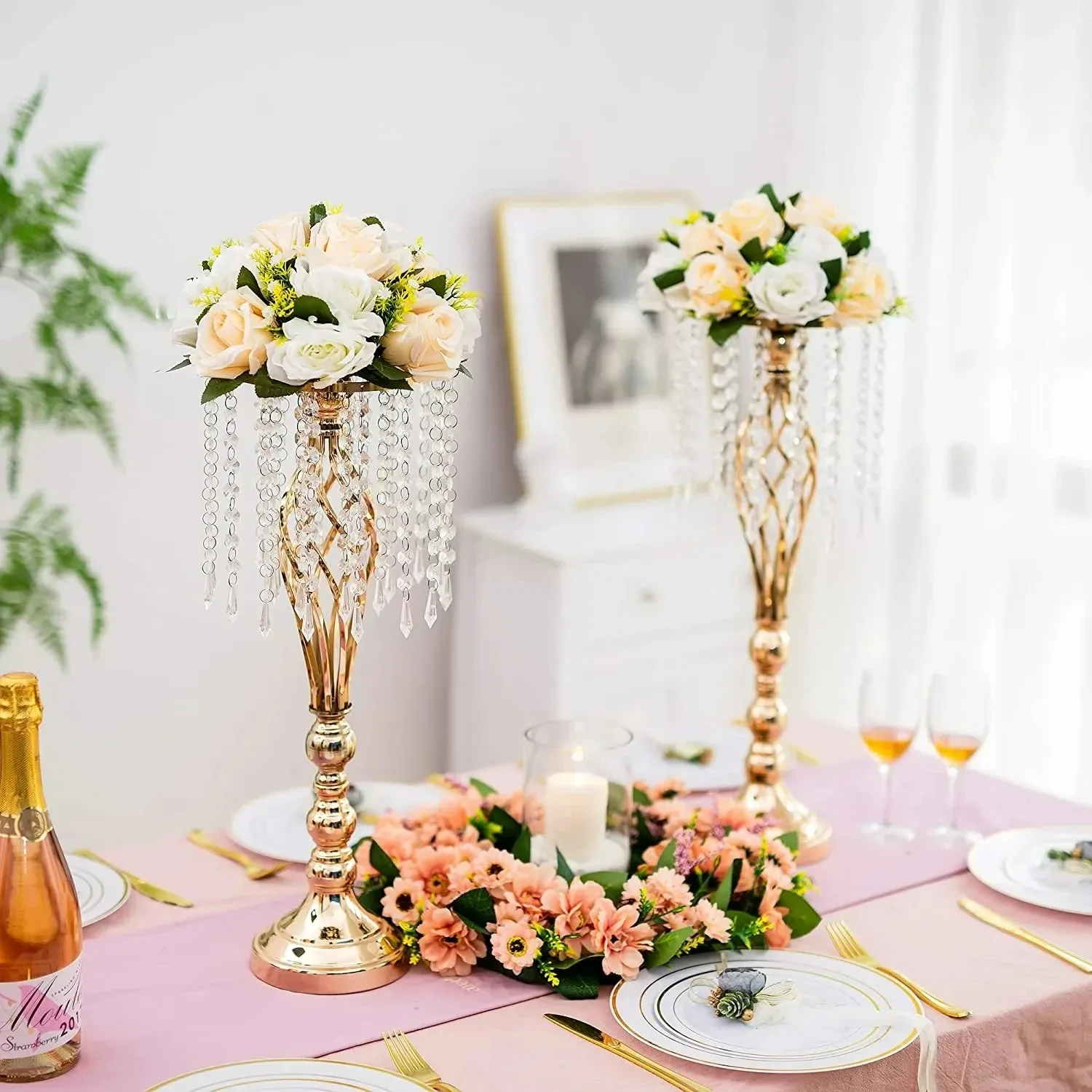 6pcs 55cm Gold Vase for Wedding Metal Flower Stand Centerpieces Table Decorations with Chandelier Crystals Flower Vase
6pcs 55cm Gold Vase for Wedding Metal Flower Stand Centerpieces Table Decorations with Chandelier Crystals Flower Vase