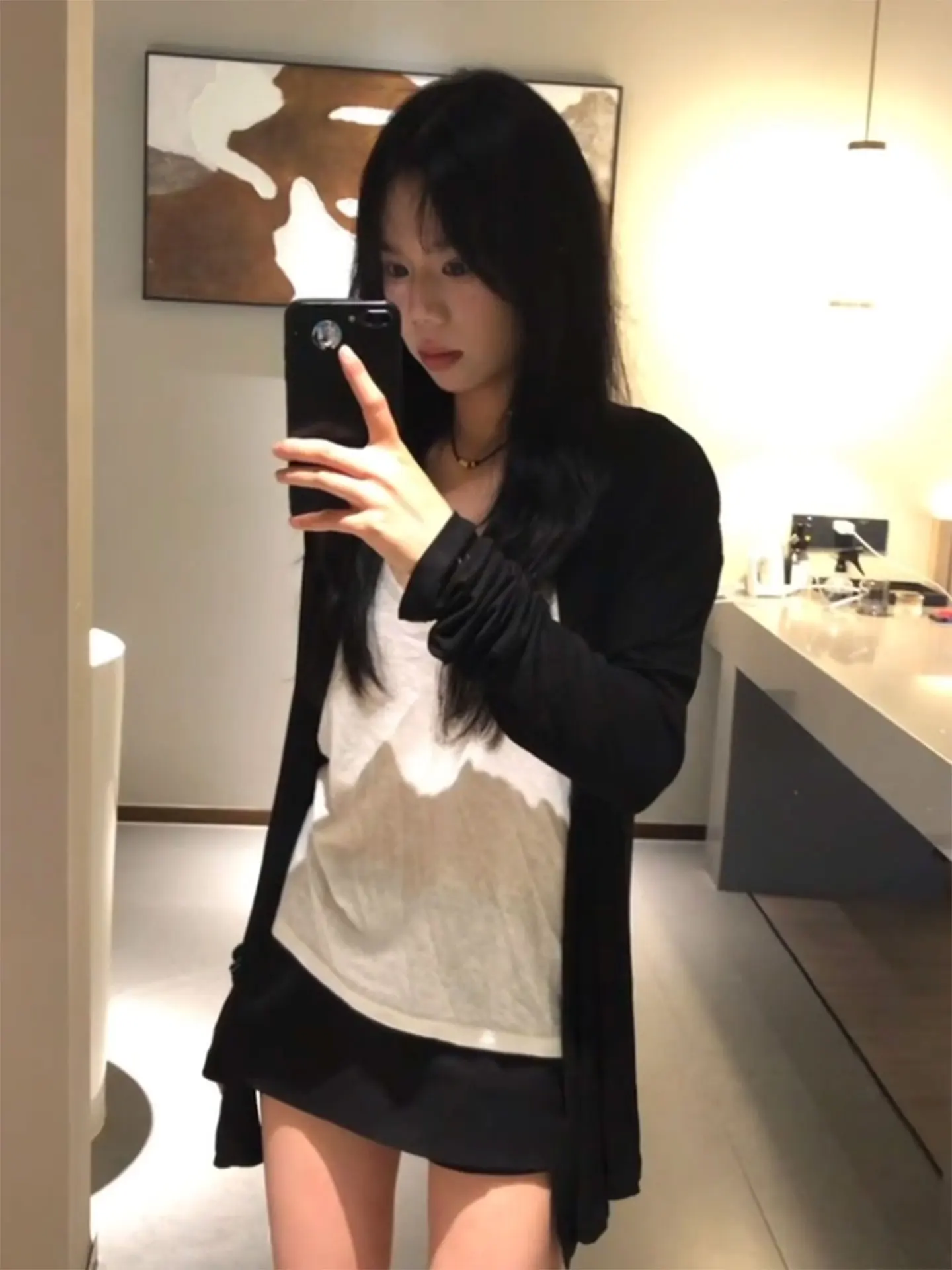 Casual Lazy Style Women's Two-Piece Set plus Size Black Open Cardigan Sweater Early Spring Fashion Korean OOTD plus Size MM
Casual Lazy Style Women's Two-Piece Set plus Size Black Open Cardigan Sweater Early Spring Fashion Korean OOTD plus Size MM