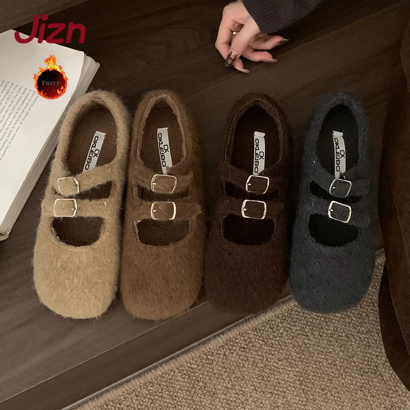 Модные женские туфли на плоской подошве с пряжкой и ремешком, женская плюшевая обувь на мелкой пушистой плоской подошве, женская зимняя обувь Мэри Джейн
Модные женские туфли на плоской подошве с пряжкой и ремешком, женская плюшевая обувь на мелкой пушистой плоской подошве, женская зимняя обувь Мэри Джейн