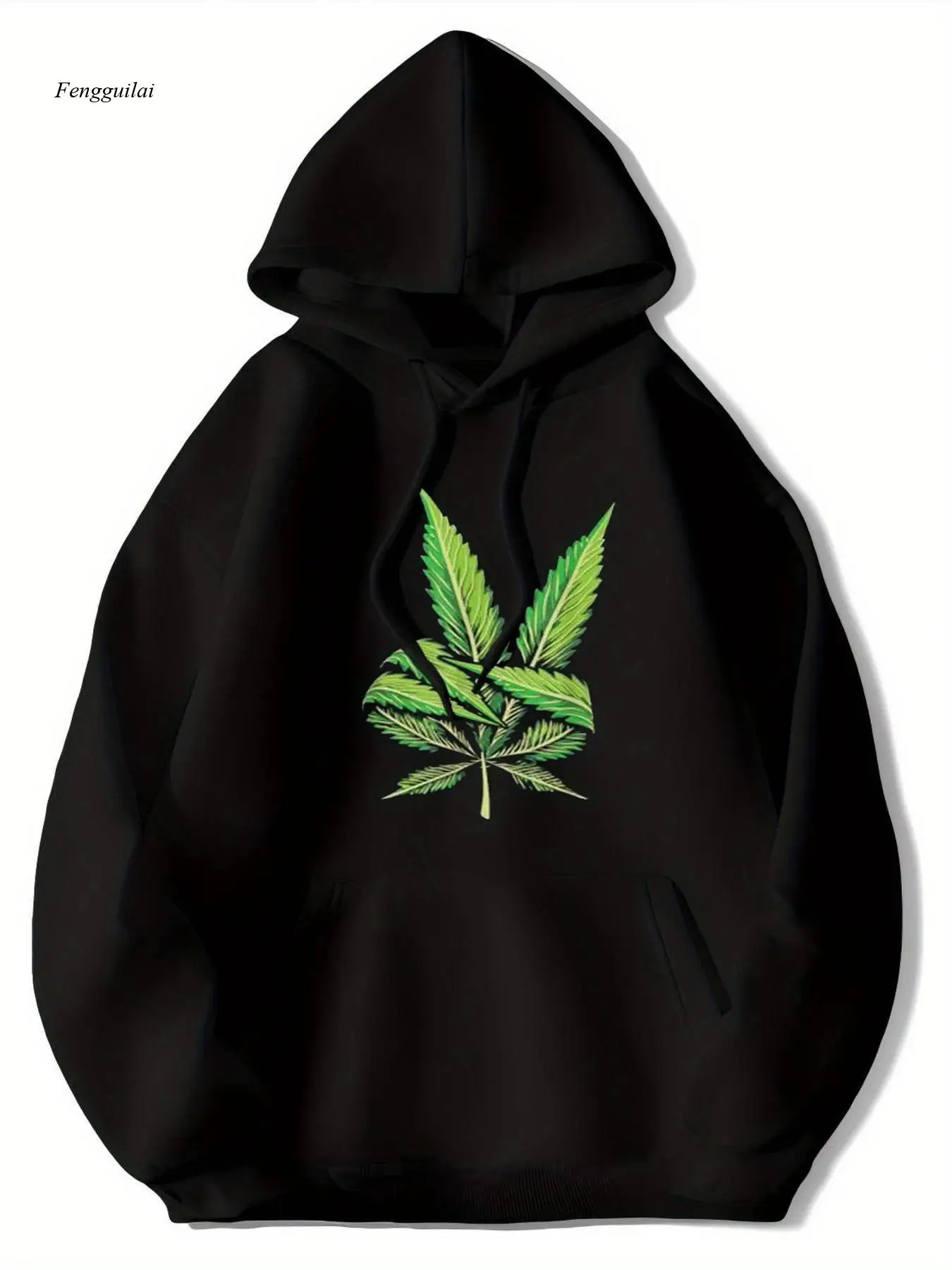 Leaf Hoodie - Black with Green Graphic Print Pullover Sweatshirt, Soft Comfortable All-Season Streetwear
Leaf Hoodie - Black with Green Graphic Print Pullover Sweatshirt, Soft Comfortable All-Season Streetwear