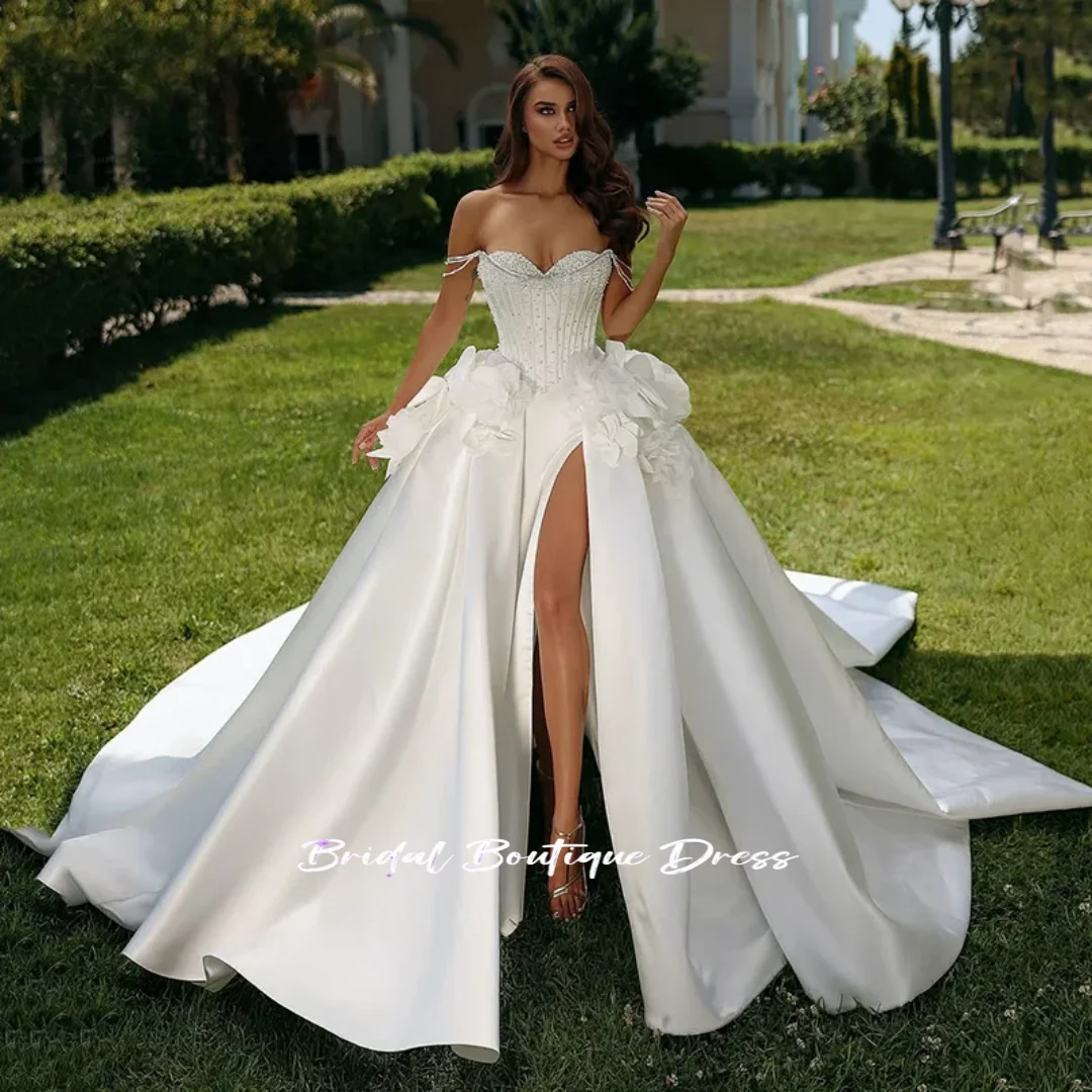 Customized Exquisite Shiny A-line Off ShoulderWedding Dress Flower Bridal Gowns Applique Wedding Gown Train vestidos de novia
Customized Exquisite Shiny A-line Off ShoulderWedding Dress Flower Bridal Gowns Applique Wedding Gown Train vestidos de novia