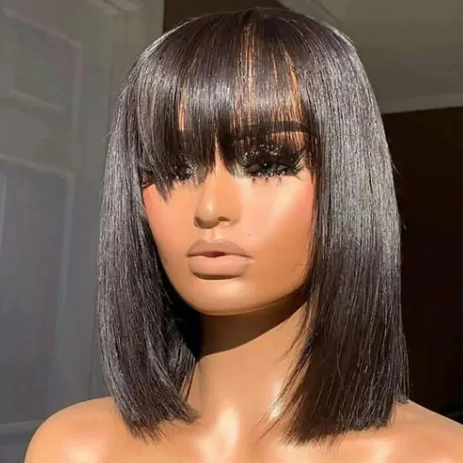Soft 14inch Short Bob wig with bangs Straight Preplucked Baby Hair For Women Natural Hairline Daily
Soft 14inch Short Bob wig with bangs Straight Preplucked Baby Hair For Women Natural Hairline Daily