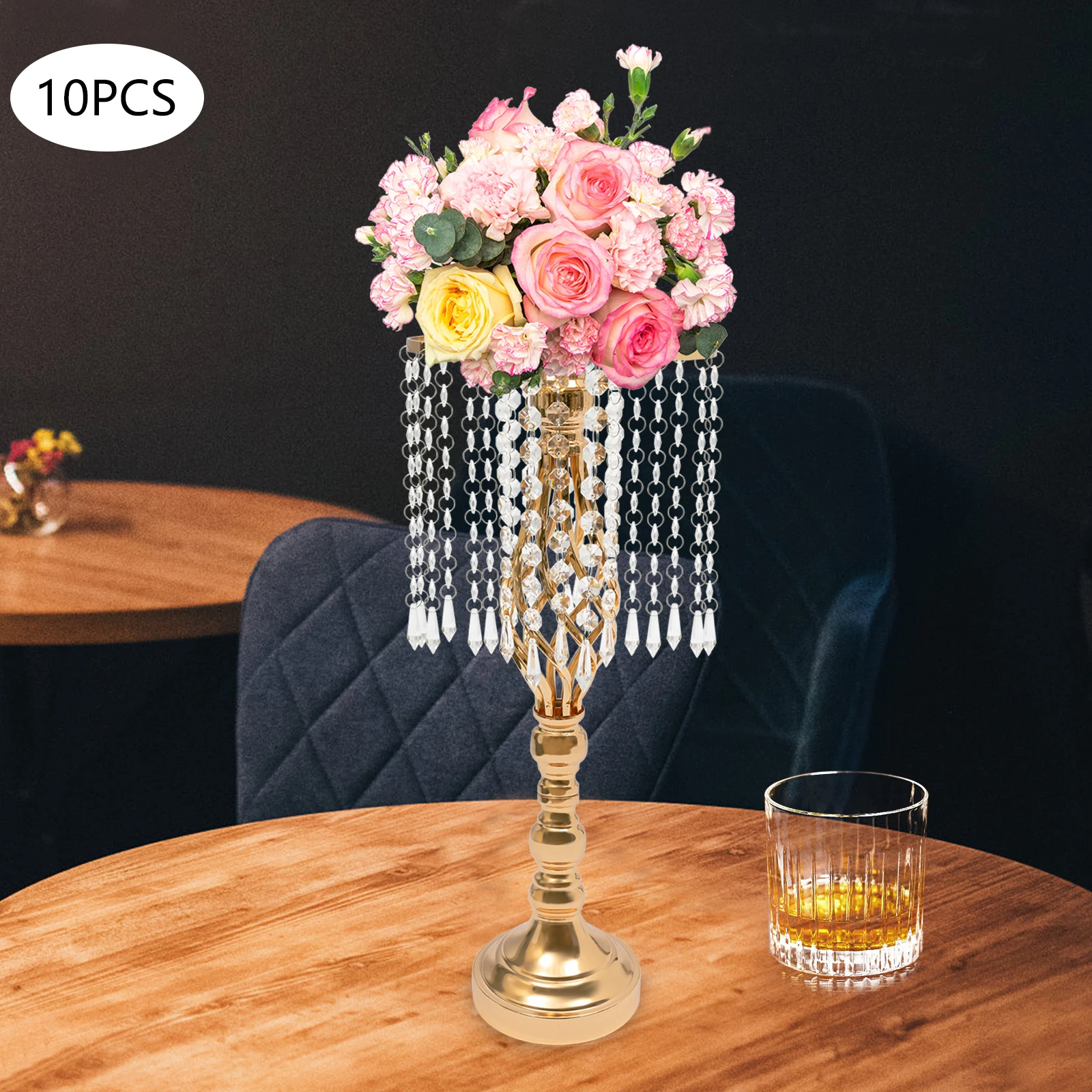 10PCS Crystal Flower Stand Gold/Silver 19.3inch Tall Crystal Hanging Flower Holder Centerpiece Wedding Flower Vase Table Decor
10PCS Crystal Flower Stand Gold/Silver 19.3inch Tall Crystal Hanging Flower Holder Centerpiece Wedding Flower Vase Table Decor