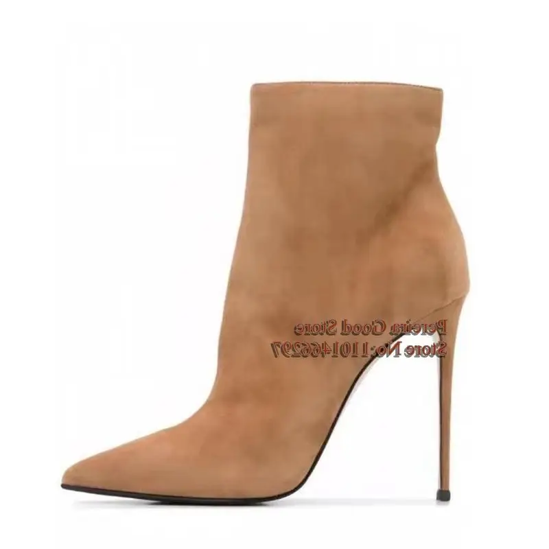 Sexy Pointy Toe Suede Ankle Boots Side Zipper Stretch Fabric Red Black Stiletto High Heels 12cm Short Bootis Big Size46
Sexy Pointy Toe Suede Ankle Boots Side Zipper Stretch Fabric Red Black Stiletto High Heels 12cm Short Bootis Big Size46