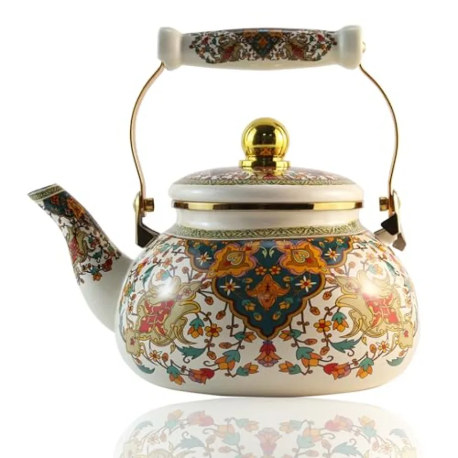 Floral Enamel Tea Kettle Vintage Gold Beige Teapot Colorful Boho Hot Water Coffee Kettle Pot 2.5L Porcelain Tea Pot with Cerami
Floral Enamel Tea Kettle Vintage Gold Beige Teapot Colorful Boho Hot Water Coffee Kettle Pot 2.5L Porcelain Tea Pot with Cerami
