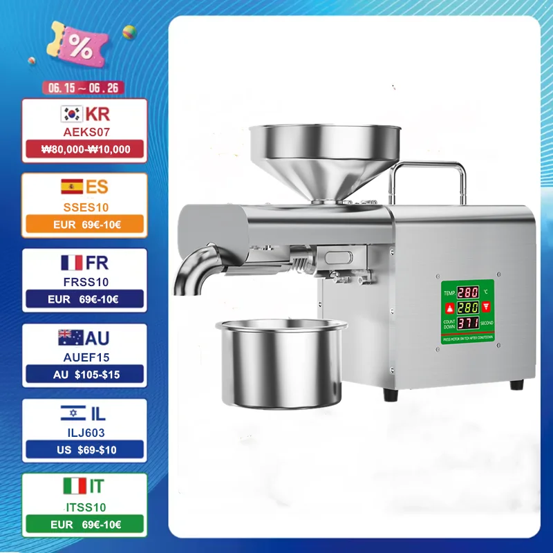 X3 Multi-functional Cold Press Oil Maker for Home Use Healthy&Eco-friendly Supports Various Seeds Smart Oil Extractor with One-
X3 Multi-functional Cold Press Oil Maker for Home Use Healthy&Eco-friendly Supports Various Seeds Smart Oil Extractor with One-